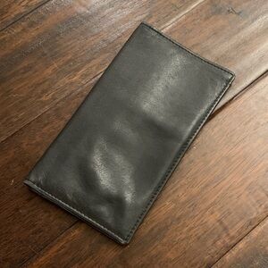 Elegant Black Cashmere Lamb Leather Men’s Long Wallet